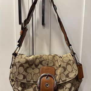 Coach Vintage Y2K Soho Purse Bag Signature Brown Canvas Leather Charm 11862